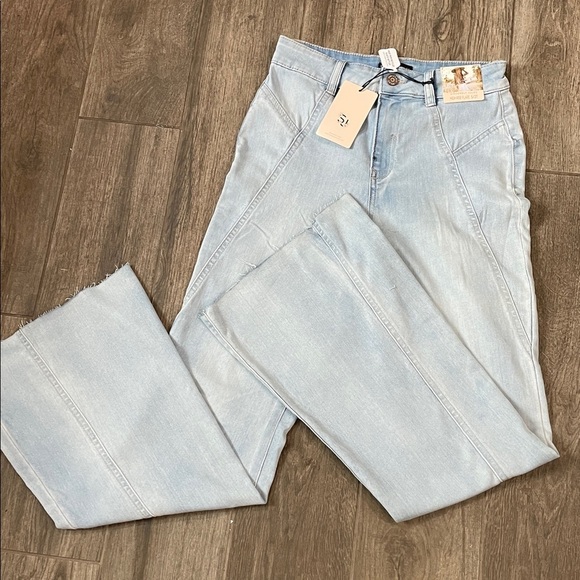 Sincerely Jules Light Blue High Rise Flare Jeans - Picture 3 of 8